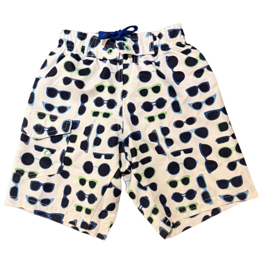 Mish boys white neon sunglasses swim trunk size 4 in excellent condition
